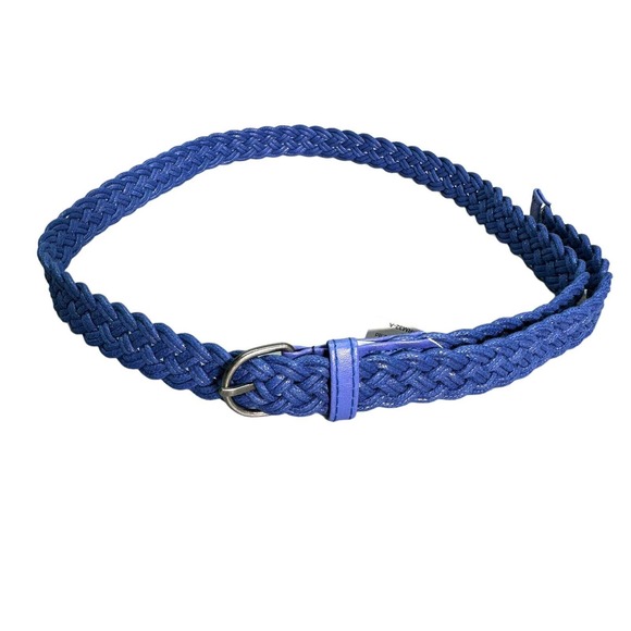 Unbranded Accessories - Blue Woven Skinny Belt Faux Leather 1 Inch Wide 36.5 Inch Long Boho Y2K